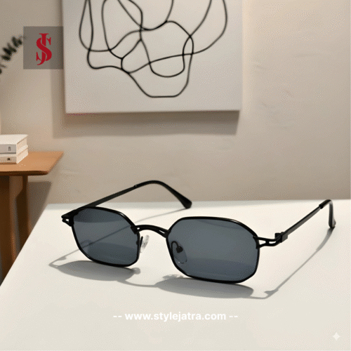 Street Luxe Black hexagonal Sunglasses