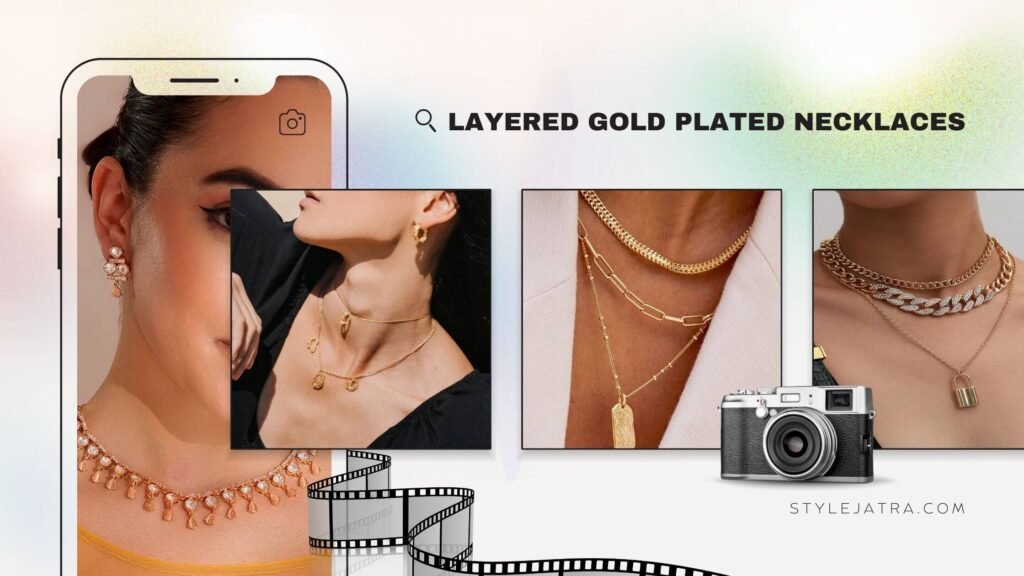Layered gold plated necklaces styling guide for Bangladeshi women